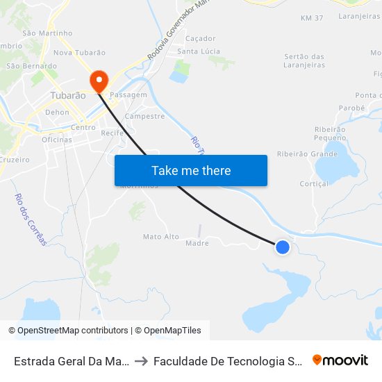 Estrada Geral Da Madre to Faculdade De Tecnologia Senac map