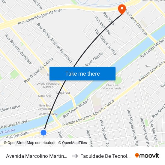 Avenida Marcolino Martins Cabral, 798 to Faculdade De Tecnologia Senac map