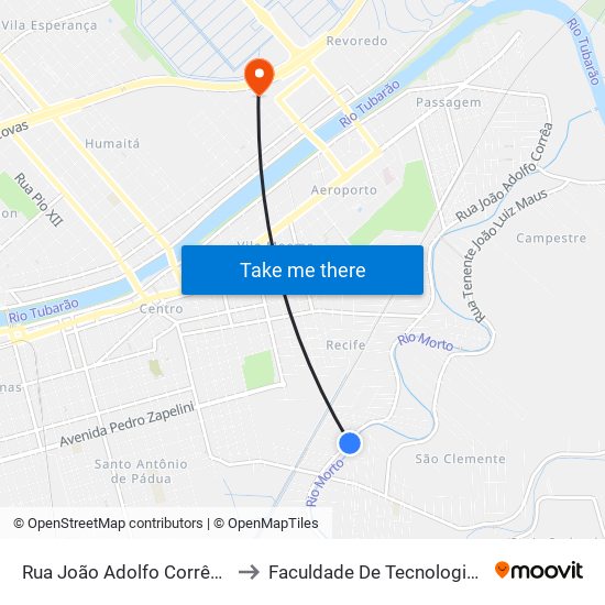 Rua João Adolfo Corrêa, 4072 to Faculdade De Tecnologia Senac map