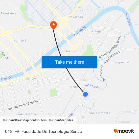 018 to Faculdade De Tecnologia Senac map