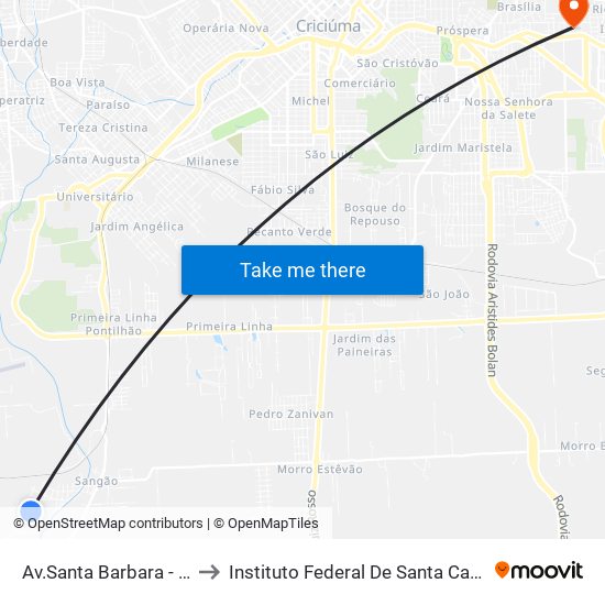 Av.Santa Barbara - 560 to Instituto Federal De Santa Catarina map