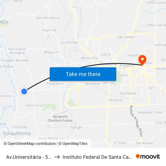 Av.Universitária - 5845 to Instituto Federal De Santa Catarina map