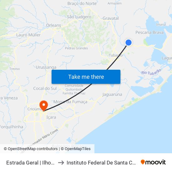Estrada Geral | Ilhotinha to Instituto Federal De Santa Catarina map