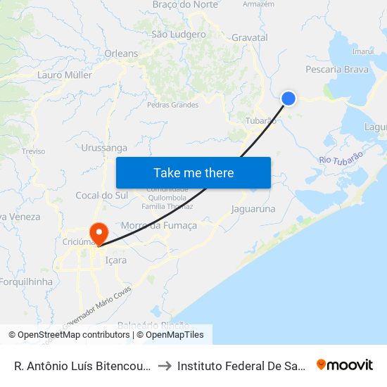 R. Antônio Luís Bitencourt | Ilhotinha to Instituto Federal De Santa Catarina map
