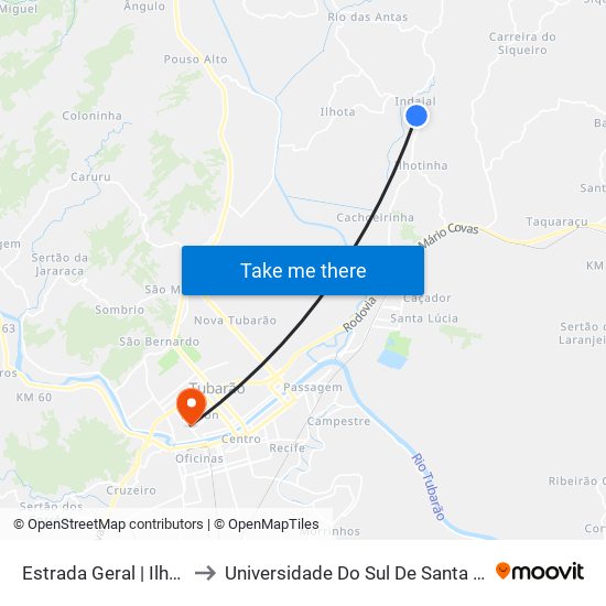 Estrada Geral | Ilhotinha to Universidade Do Sul De Santa Catarina map