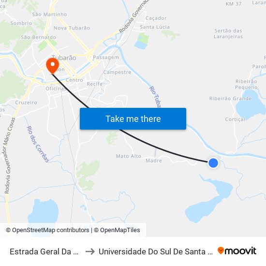 Estrada Geral Da Madre to Universidade Do Sul De Santa Catarina map