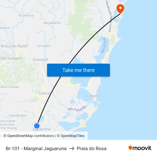 Br-101 - Marginal Jaguaruna to Praia do Rosa map
