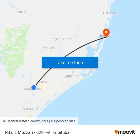 R.Luiz Mezzari - 620 to Imbituba map