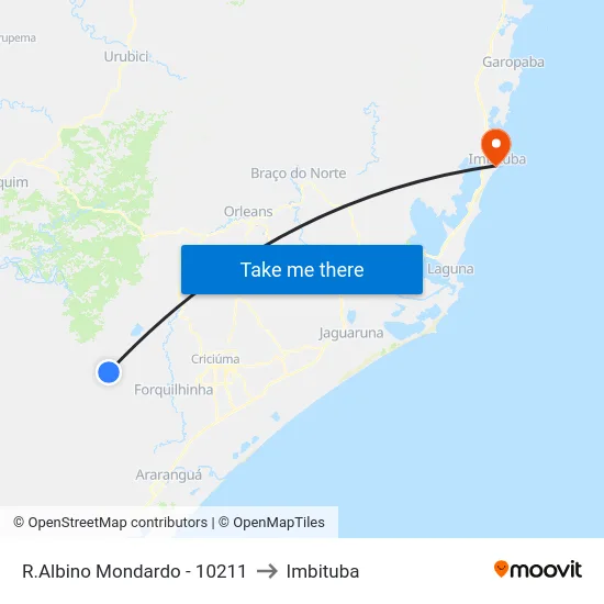 R.Albino Mondardo - 10211 to Imbituba map