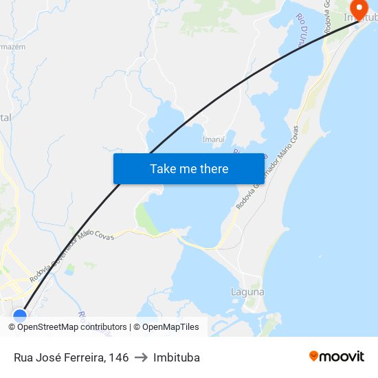 Rua José Ferreira, 146 to Imbituba map