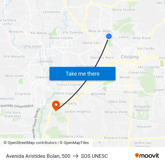 Avenida Aristídes Bolan, 500 to SOS UNESC map