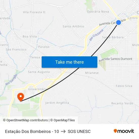 Estação Dos Bombeiros - 10 to SOS UNESC map