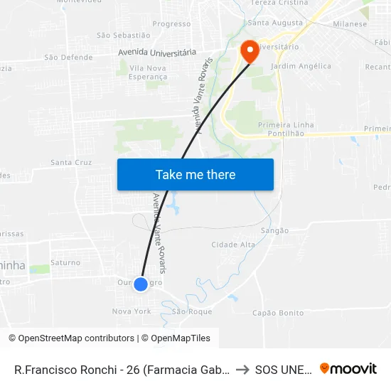 R.Francisco Ronchi - 26 (Farmacia Gabriely) to SOS UNESC map