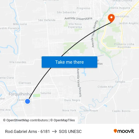 Rod.Gabriel Arns - 6181 to SOS UNESC map