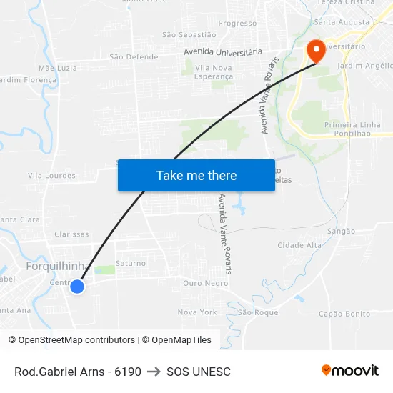 Rod.Gabriel Arns - 6190 to SOS UNESC map