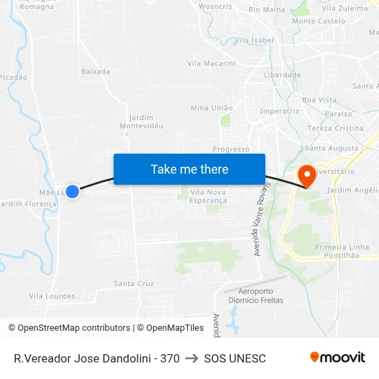 R.Vereador Jose Dandolini - 370 to SOS UNESC map