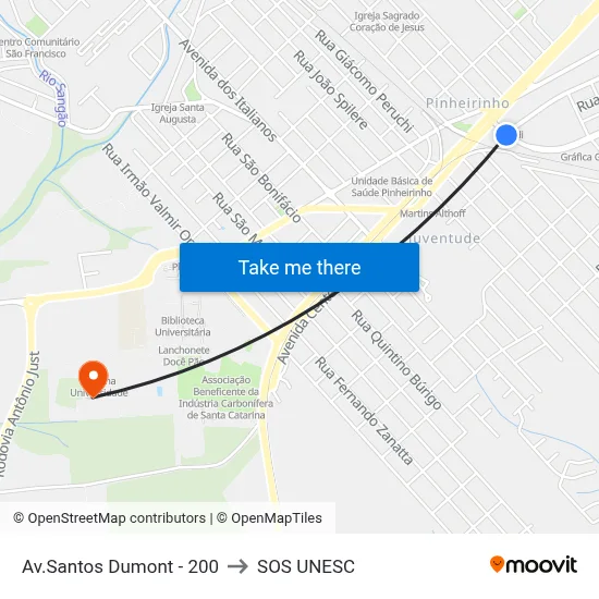 Av.Santos Dumont - 200 to SOS UNESC map