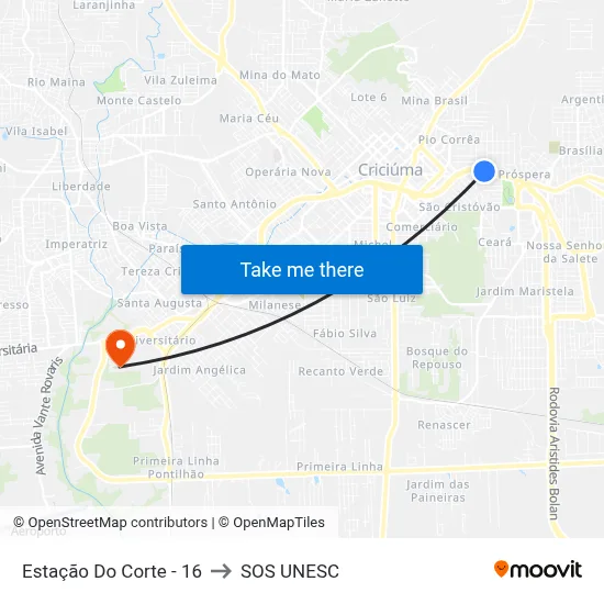 Estação Do Corte - 16 to SOS UNESC map