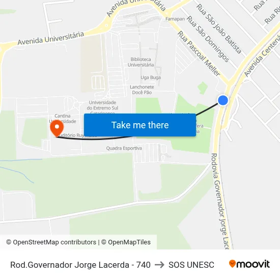 Rod.Governador Jorge Lacerda - 740 to SOS UNESC map