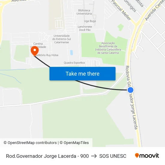 Rod.Governador Jorge Lacerda - 900 to SOS UNESC map