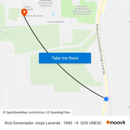 Rod.Governador Jorge Lacerda - 1840 to SOS UNESC map