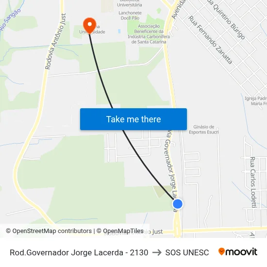 Rod.Governador Jorge Lacerda - 2130 to SOS UNESC map