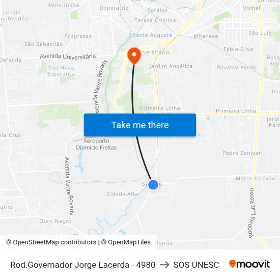 Rod.Governador Jorge Lacerda - 4980 to SOS UNESC map