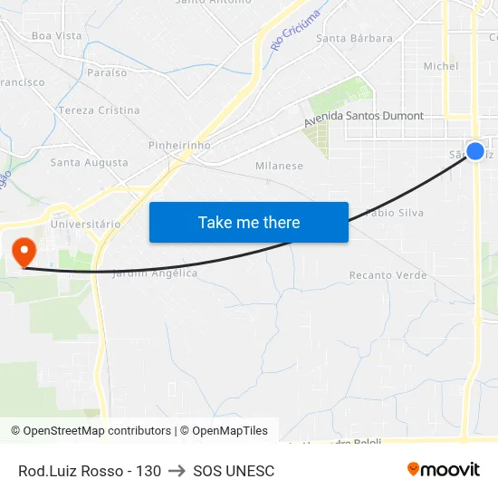 Rod.Luiz Rosso - 130 to SOS UNESC map
