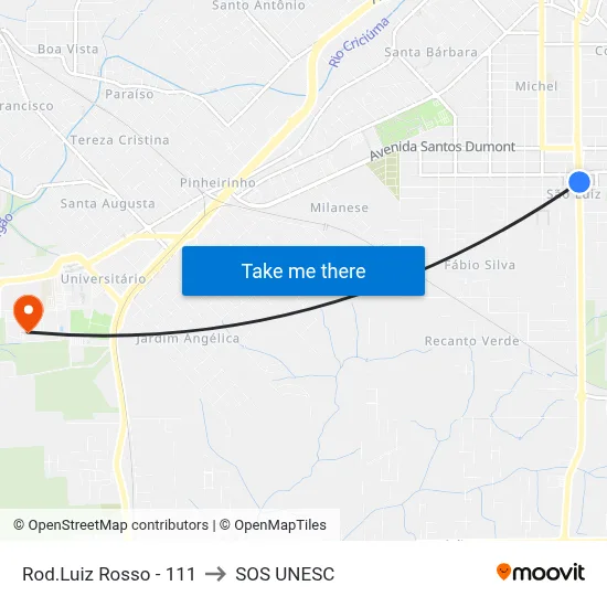 Rod.Luiz Rosso - 111 to SOS UNESC map