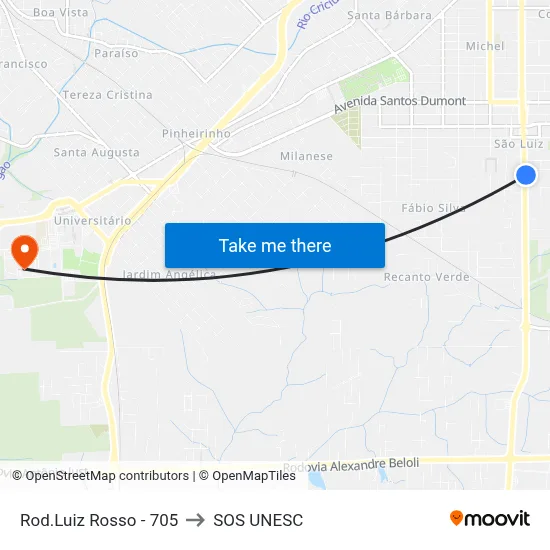 Rod.Luiz Rosso - 705 to SOS UNESC map