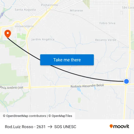 Rod.Luiz Rosso - 2631 to SOS UNESC map