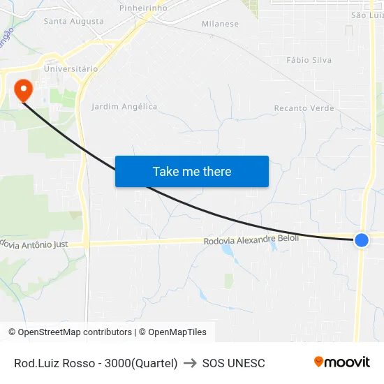Rod.Luiz Rosso - 3000(Quartel) to SOS UNESC map