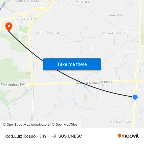 Rod.Luiz Rosso - 3491 to SOS UNESC map