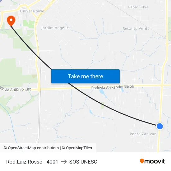 Rod.Luiz Rosso - 4001 to SOS UNESC map