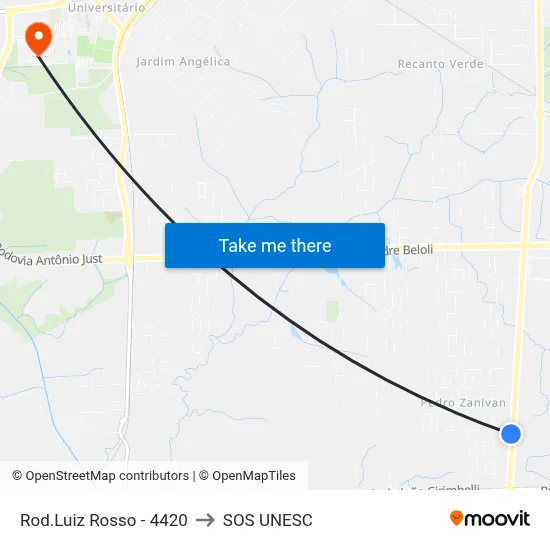 Rod.Luiz Rosso - 4420 to SOS UNESC map