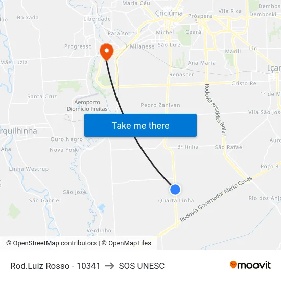 Rod.Luiz Rosso - 10341 to SOS UNESC map