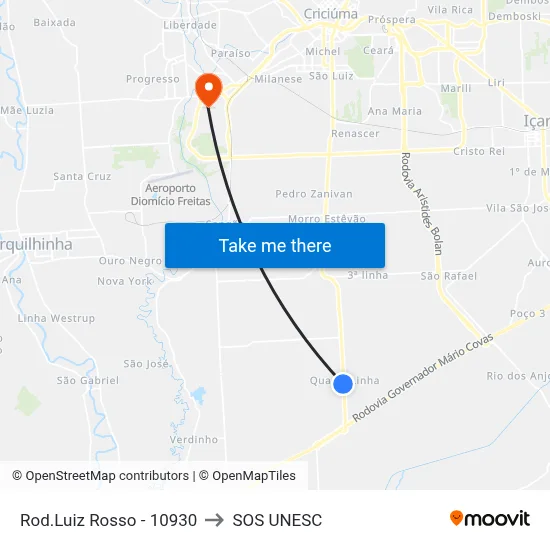 Rod.Luiz Rosso - 10930 to SOS UNESC map