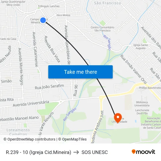 R.239 - 10 (Igreja Cid.Mineira) to SOS UNESC map