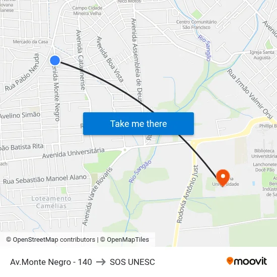 Av.Monte Negro - 140 to SOS UNESC map