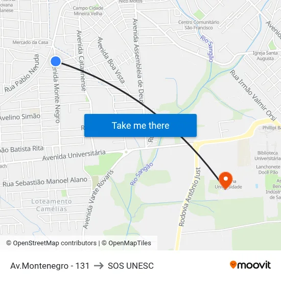 Av.Montenegro - 131 to SOS UNESC map