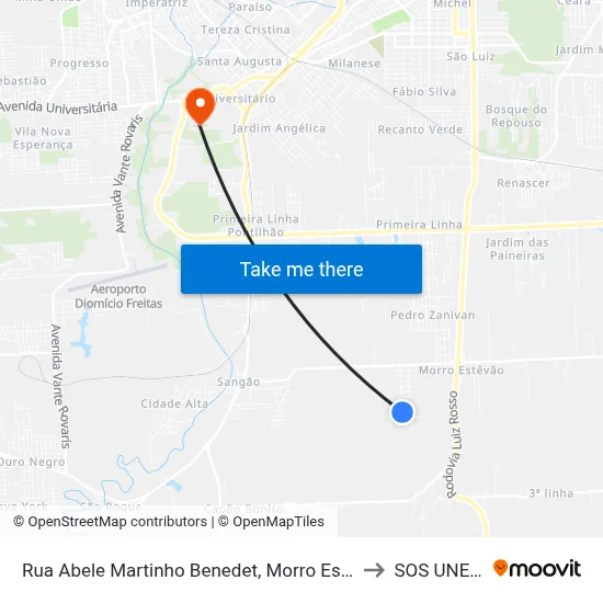 Rua Abele Martinho Benedet, Morro Estevão to SOS UNESC map