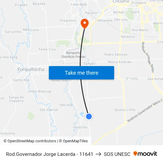 Rod.Governador Jorge Lacerda - 11641 to SOS UNESC map