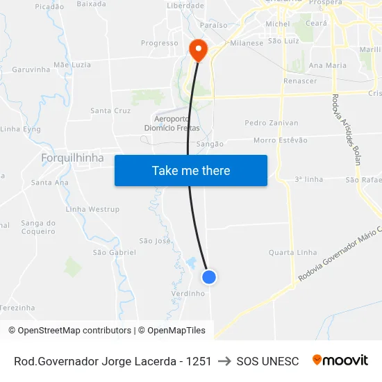 Rod.Governador Jorge Lacerda - 1251 to SOS UNESC map