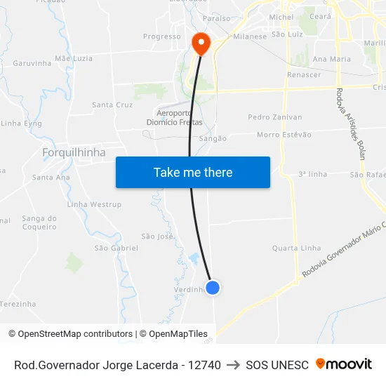 Rod.Governador Jorge Lacerda - 12740 to SOS UNESC map