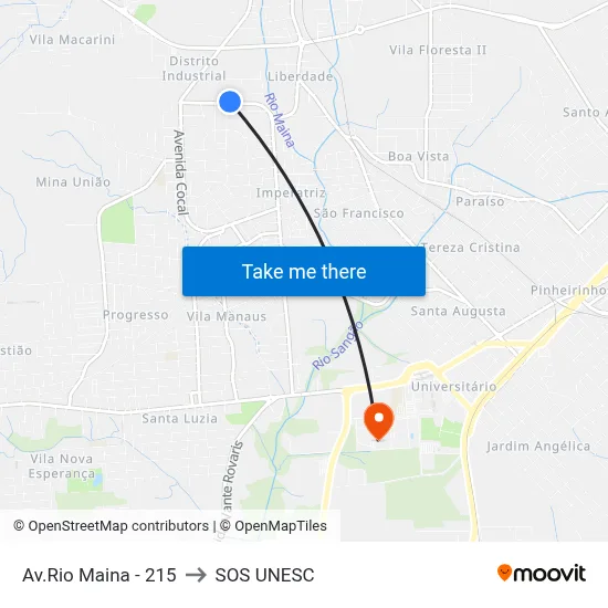 Av.Rio Maina - 215 to SOS UNESC map