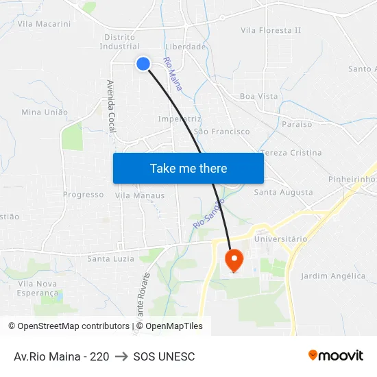 Av.Rio Maina - 220 to SOS UNESC map