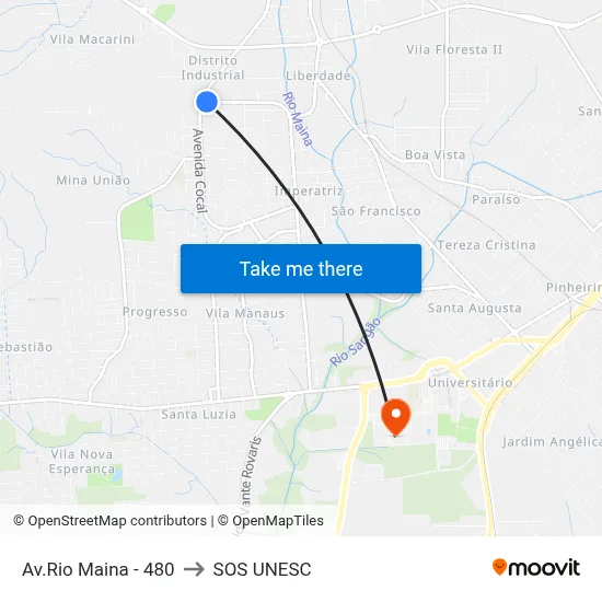Av.Rio Maina - 480 to SOS UNESC map