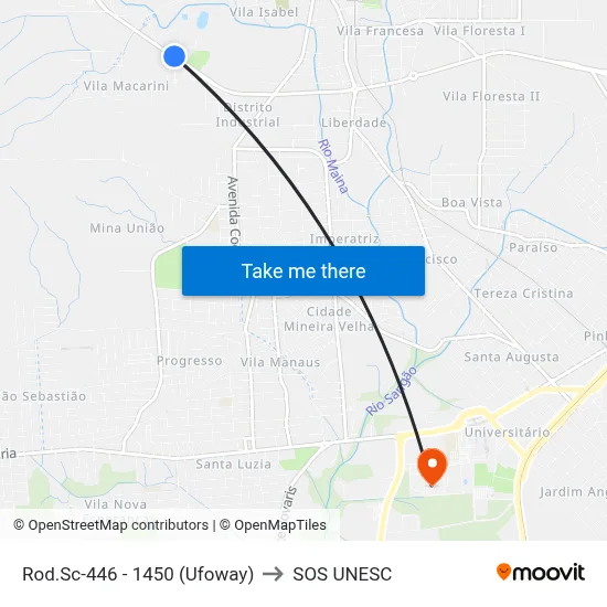 Rod.Sc-446 - 1450 (Ufoway) to SOS UNESC map