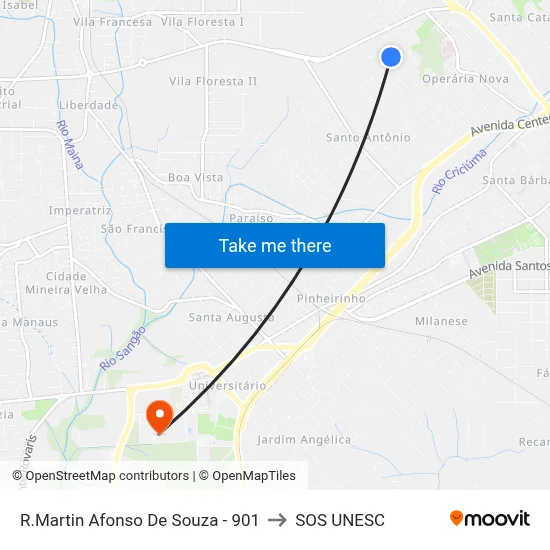 R.Martin Afonso De Souza - 901 to SOS UNESC map