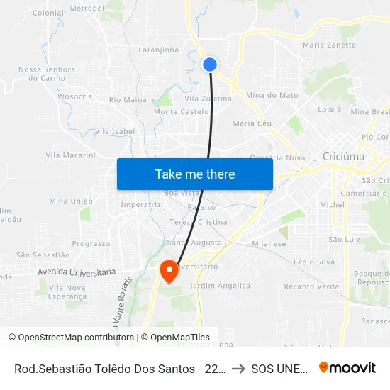 Rod.Sebastião Tolêdo Dos Santos - 2200 to SOS UNESC map